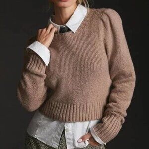 Anthropologie Taupe Crew Neck Sweater